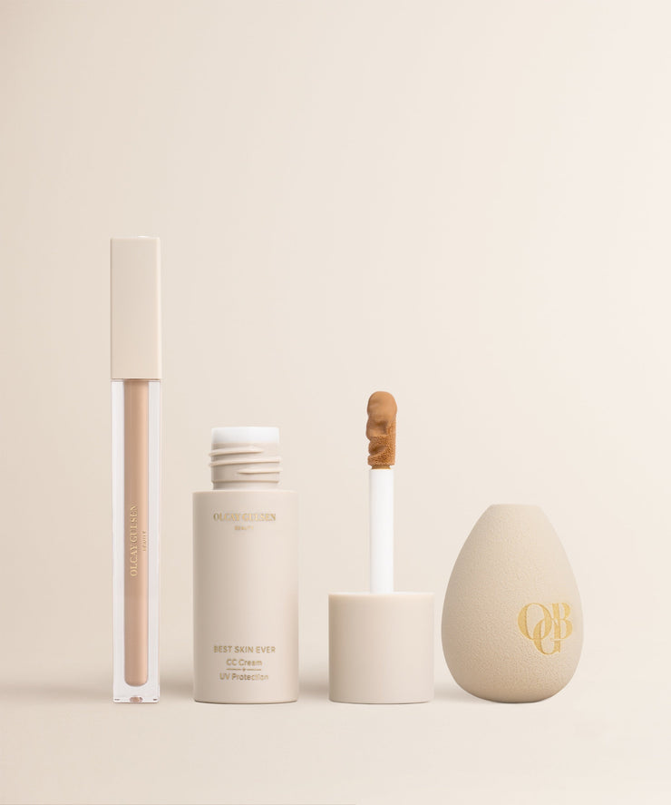 Best Skin Ever CC Cream + Brightening Concealer Bundle| Medium Dark Foundation Brush
